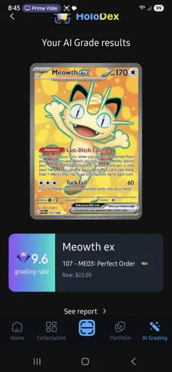 Pokemon Meowth ex ME03 Perfect Order Rare Holo Full Art EX #107/088 TCG Card - Image 3