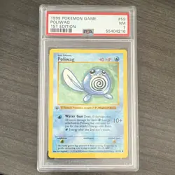 Pokemon Poliwag 1st Edition Base Set Shadowless PSA 7 59/102 1999 - Image 1