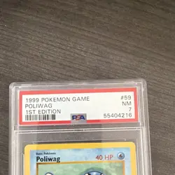 Pokemon Poliwag 1st Edition Base Set Shadowless PSA 7 59/102 1999 - Image 2