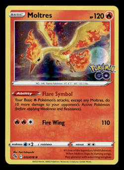Holo Moltres 012/078 Holo Rare Pokemon GO Pokemon TCG - Image 1