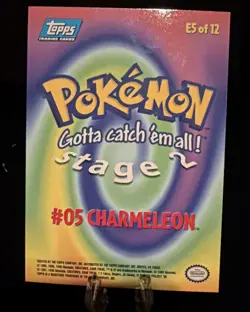 1999 Topps Pokemon the First Movie Rainbow Foil E5 #05 Charmeleon Blue Logo - Image 2