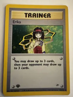 Pokemon Erika 16/132 Gym Heroes 1st Edition Holo Rare NM WOTC Vintage - Image 1