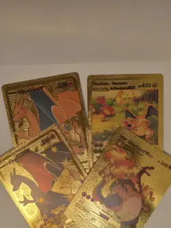 Pokemon Charizard Gold Foil Card Lot 4 - V, VMAX, GX, Charmander Evolution - Image 1