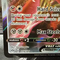Scizor Vmax 119/189 Darkness Ablaze NM Full Art Ultra Rare Pokemon Card - Image 4
