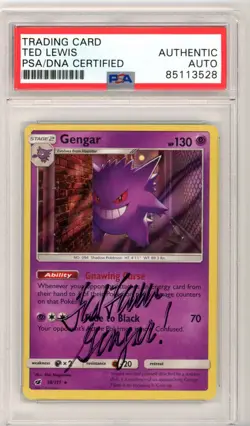 PSA Signed Ted Lewis Pokemon TCG Gengar Crimson Invasion 38/111 Holo Rare - Image 1