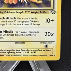 Pokemon TCG Jolteon Jungle 4/64 Holo Unlimited Holo Rare (MP) - Image 3