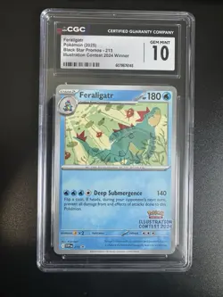 2025 Pokemon Feraligatr Black Star Promo Illustration Contest Winner CGC 10 - Image 1