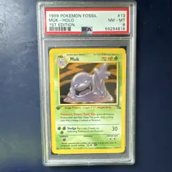 Pokemon Muk Holo Rare Fossil 1st Edition 13/62 PSA 8 1999 Trading Card - Image 1