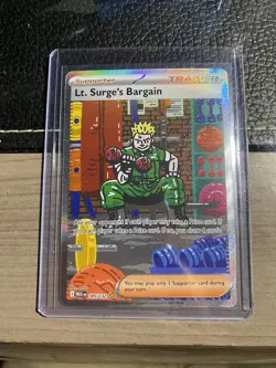 Pokemon Lt. Surge's Bargain Trainer Full Art Holo 185/132 Me01 Special Illustra - Image 1