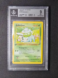 Pokemon TCG Bulbasaur Bulbizarre 44/102 1st Edition Base Set French BGS 9 - Image 1