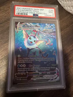 PSA 9 VAPOREON VMAX SWSH182 BLACK STAR PROMO SWORD & SHIELD POKEMON - Image 1