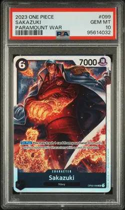 2023 ONE PIECE PARAMOUNT WAR OP02 #99 SAKAZUKI PARAMOUNT WAR - PSA 10 LOW POP - Image 1