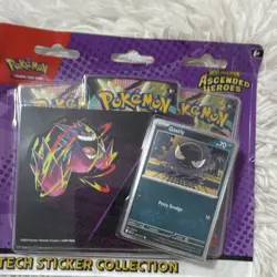 Pokemon Mega Evolution Ascended Heroes Gastly Promo Card & 3 Booster Packs - Image 1