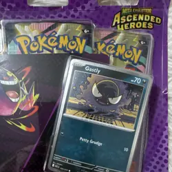 Pokemon Mega Evolution Ascended Heroes Gastly Promo Card & 3 Booster Packs - Image 2