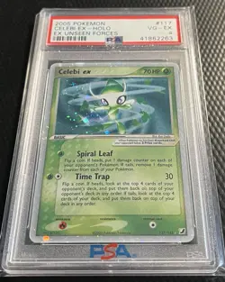 2005 Pokemon Celebi EX Holo PSA 4 Unseen Forces Card #117 - Image 1