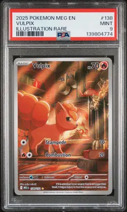 2025 POKEMON MEG EN-MEGA EVOLUTION ILLUSTRATION RARE #138 VULPIX PSA 9 - Image 1