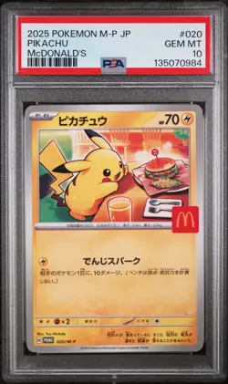 2025 POKEMON JAPANESE M-P PROMO MCDONALD'S #020 PIKACHU PSA 10 - Image 1