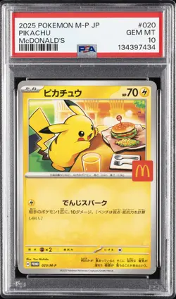 2025 POKEMON JAPANESE M-P PROMO MCDONALD'S #020 PIKACHU PSA 10 - Image 1