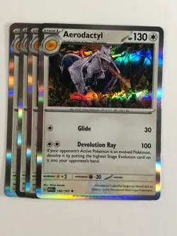 Pokemon TCG 151 4x Playset Holographic Aerodactyl 142/165 Near Mint - Image 1