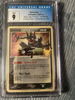 2021 Pokemon Celebrations Black Star Promos Greninja Cosmos Holo SWSH144 CGC 9 - Image 1