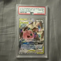 2019 POKEMON SUN & MOON COSMIC ECLIPSE #165 MEGA LOPUNNY & JIGGLYPUFF GX PSA 10 - Image 1