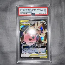 2019 POKEMON SUN & MOON COSMIC ECLIPSE #165 MEGA LOPUNNY & JIGGLYPUFF GX PSA 10 - Image 3