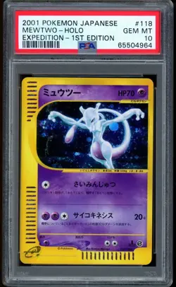Pokemon Card PSA 10 Mewtwo Holo Expedition 118/128 - Image 1