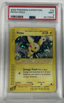 2002 Pokemon Expedition Set Pichu Holo #22/165 PSA 9 - Image 1