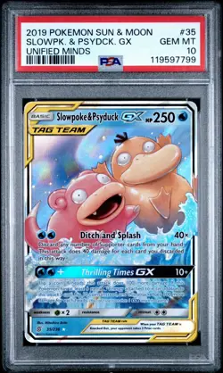 2019 POKEMON SUN & MOON UNIFIED MINDS #35 SLOWPOKE & PSYDUCK GX PSA 10 - Image 1