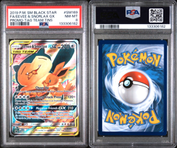 POKEMON SM BLACK STAR PROMO TAG TEAM TINS FULL ART/EEVEE & SNORLAX GX 169 PSA 8 - Image 1