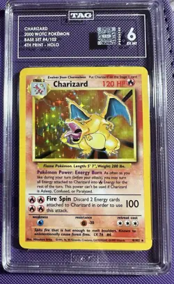 Charizard 1999 Base Set Holo 4/102 – TAG 6 EX-MT - Unlimited WOTC - Pokemon TCG - Image 1