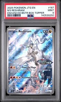 2025 POKEMON JTG EN-JOURNEY TOGETHER #167 N'S RESHIRAM PSA 9 - Image 1