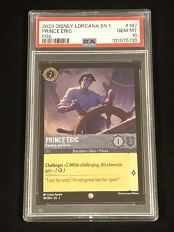 2023 Disney Lorcana En 1-The First Chapter #187 Prince Eric Foil PSA 10 - Image 1