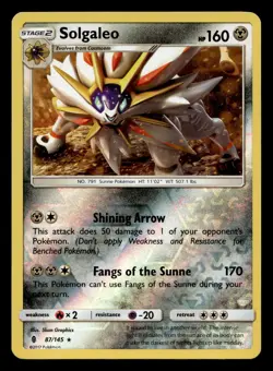 Solgaleo 87/145 Rare Guardians Rising Reverse Holo Pokemon NM - Image 1