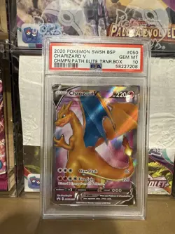 PSA 10 Charizard V SWSH050 Pokemon TCG Champions Path Elite Trainer Box Full Art - Image 1