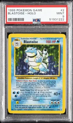 1999 POKEMON GAME #2 BLASTOISE-HOLO PSA 9 - Image 1