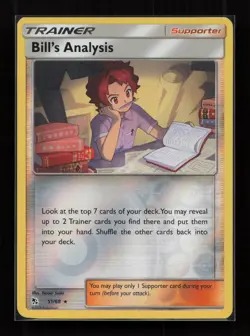 Bill's Analysis 51/68 Rare Hidden Fates Pokemon Reverse Holo Near Mint - Image 1