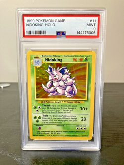 1999 Pokemon TCG Base Set Unlimited Nidoking Holo #11 PSA 9 Rare Mint Holo - Image 1