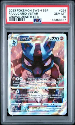 2023 Pokemon Swsh Black Star Promo #291 Fa/Lucario Vstar Crown Zenith Etb PSA 10 - Image 1