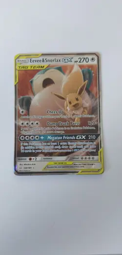 Pokemon TCG Eevee & Snorlax GX Sun Moon Team Up 120/181 Holo Ultra Rare - Image 1