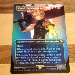 1x Cloud, Ex-SOLDIER, Borderless Art Foil 0202, Final Fantasy, MTG NM - Image 1