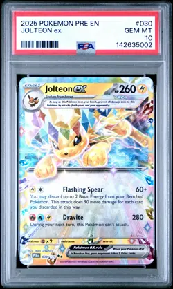 2025 POKEMON PRE EN-PRISMATIC EVOLUTIONS #030 JOLTEON EX PSA 10 - Image 1