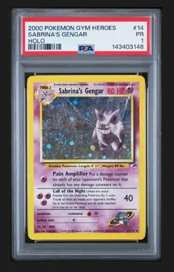 PSA 1 PR 2000 Pokemon Gym Heroes Sabrina's Gengar 14/132 Holo Foil WOTC - Image 1