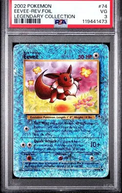 PSA 3 2002 Pokemon Legendary Collection Eevee 74/110 Reverse Holo Foil WOTC - Image 1