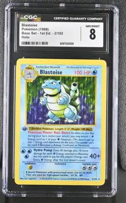 CGC 8 1st Edition Blastoise #2 Holo Base Set Pokemon Rare 1999 MINT - Image 1
