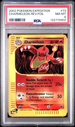 PSA 8 Charmeleon Reverse Holo 73/165 Expedition 2002 E-series Pokemon - Image 1