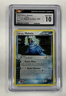 2004 Pokemon Team Aqua's Walrein Holo Rare Team Magma Vs Aqua 6/95 CGC 10 GEM MT - Image 1
