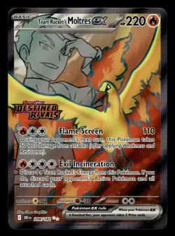 Team Rocket's Moltres ex 208/182 Stamped Destined Rivals Promo Pokemon Card - Image 1