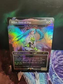 Miku, Font of Pop ✨ FOIL ✨ MTG NM Secret Lair Hatsune Miku **Misprint/Crimped** - Image 1