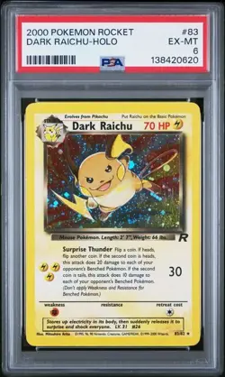 2000 DARK RAICHU-HOLO POKEMON TEAM ROCKET #83 PSA 6 - Image 1